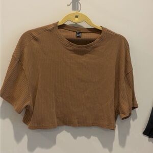 SHEIN Tan Ribbed Crop Top
